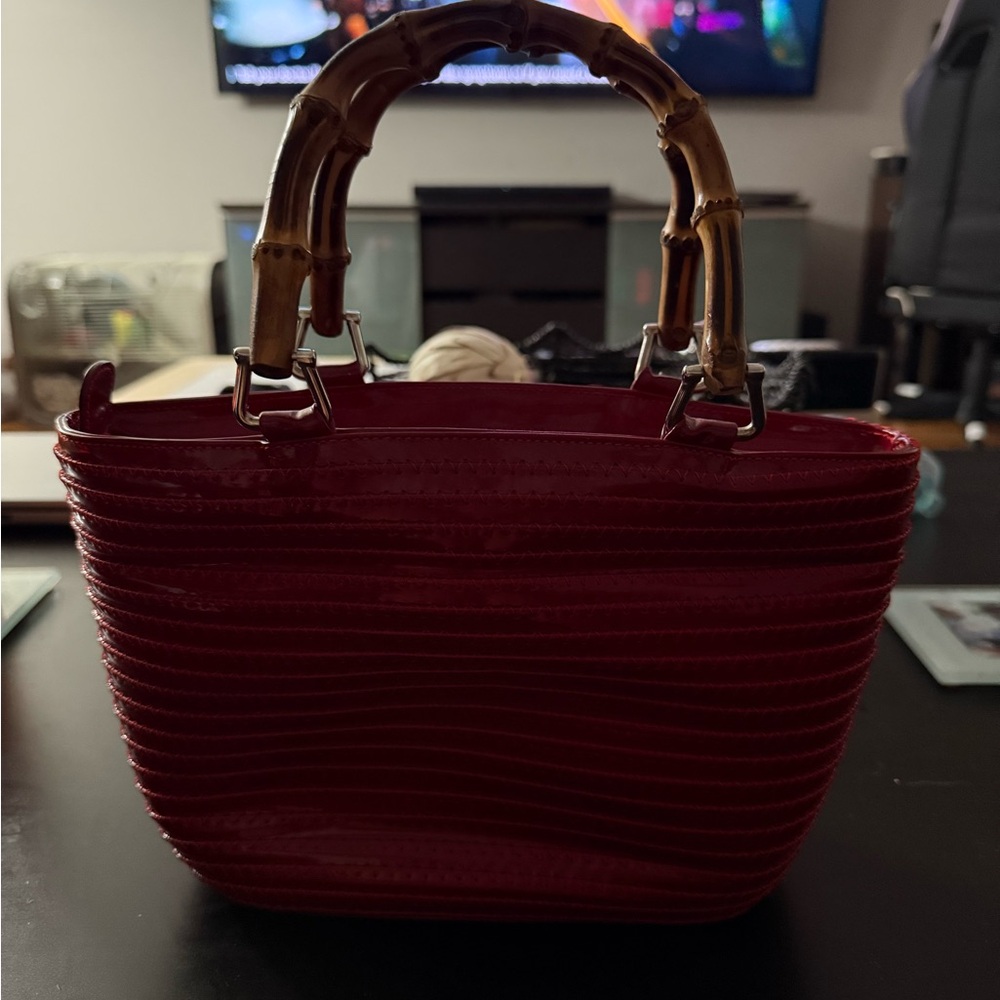 Gucci Red Tote with Bamboo Handles